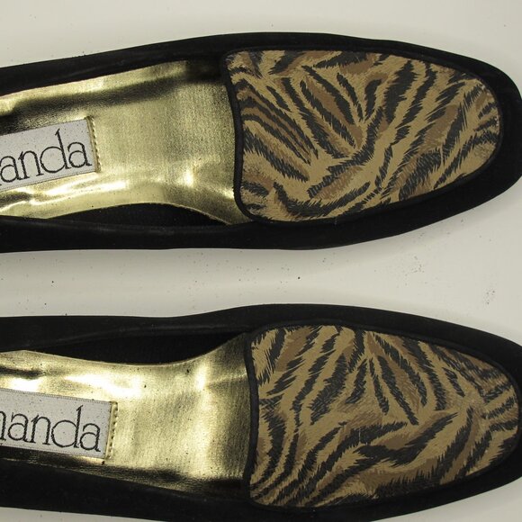 Amanda black velvet flats with tiger print in 8.5S - Picture 5 of 7
